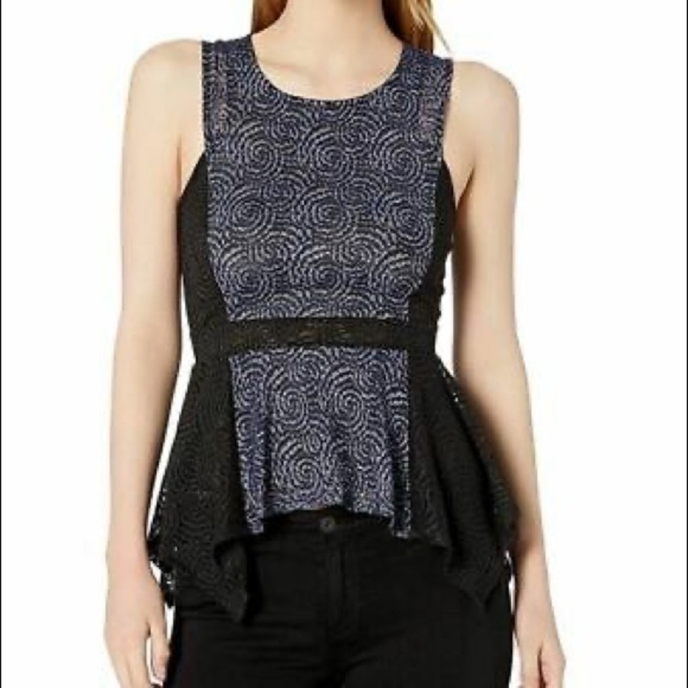 BCBG MAX AZRIA SERENA LACE PEPLUM TOP